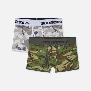 SCUFFERS CAMO BRIEF GREEN & GREY BOXERS 2-PACK